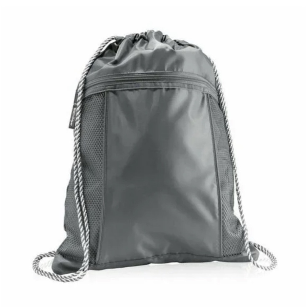 Thirty-One Cinch Sac Spirit Grey with Basketball embroidered